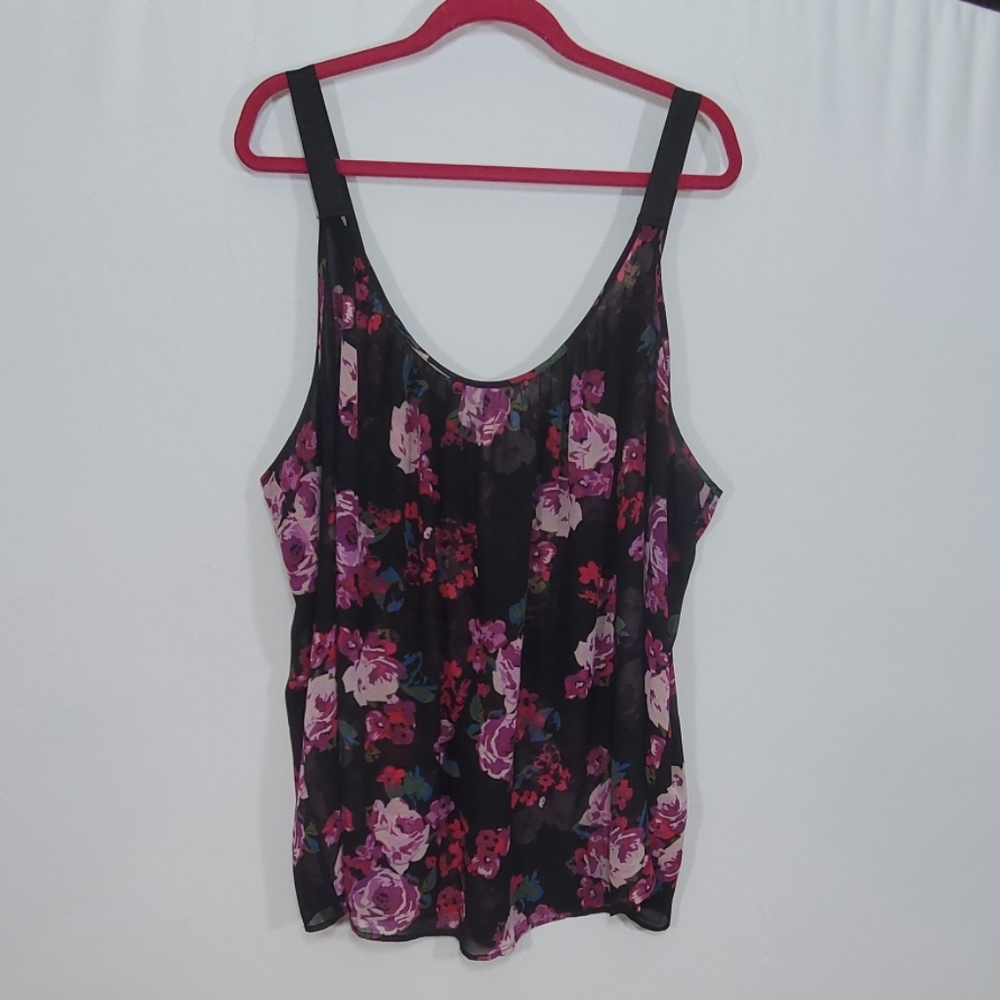 Lane Bryant floral chiffon double layer tank